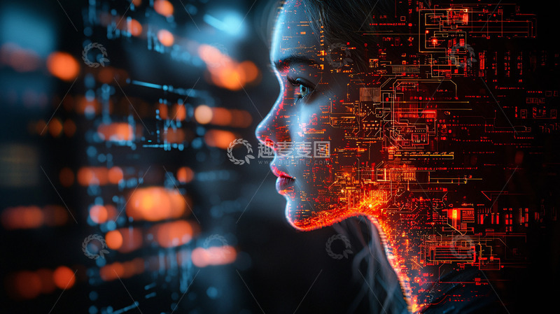 高清大图下载【趣麦麦图】科技感女性侧脸