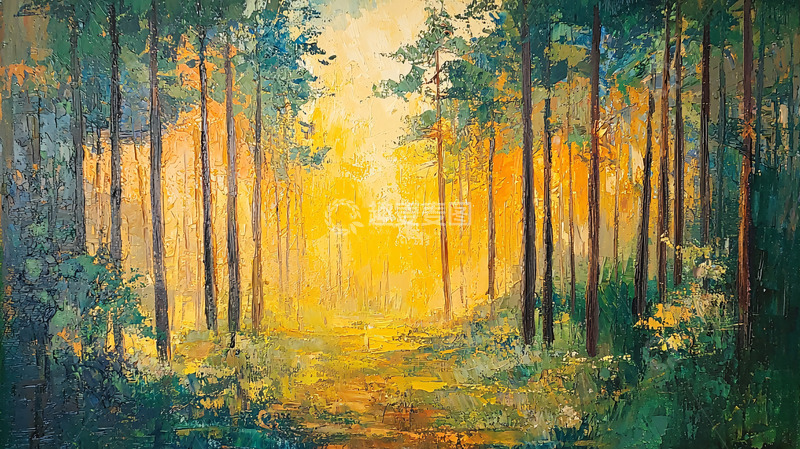 高清大图下载【趣麦麦图】清晨森林阳光小路