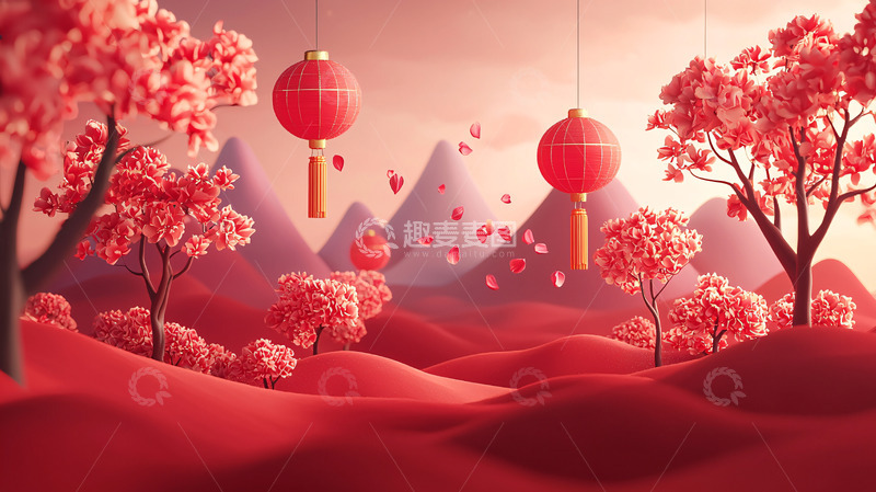 高清大图下载【趣麦麦图】粉色系梦幻中国风