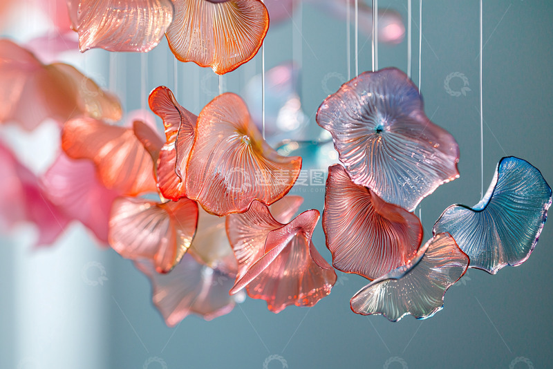 高清大图下载【趣麦麦图】轻盈梦幻彩色花瓣吊饰