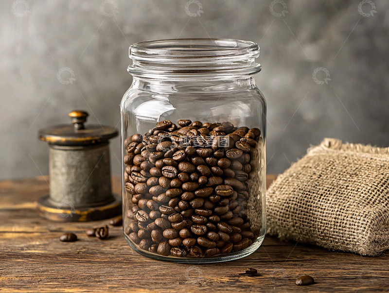 高清大图下载【趣麦麦图】咖啡豆罐子特写