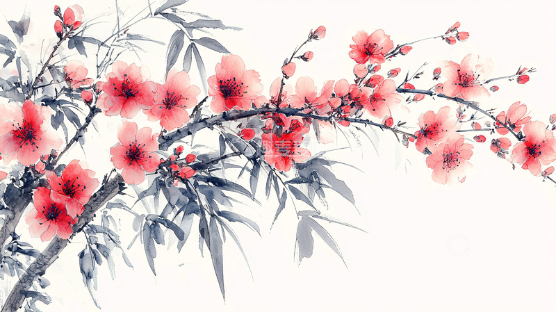 高清大图下载【趣麦麦图】红梅水墨画