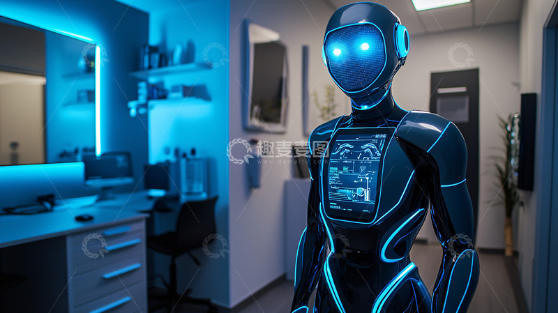高清大图下载【趣麦麦图】未来感机器人站在室内