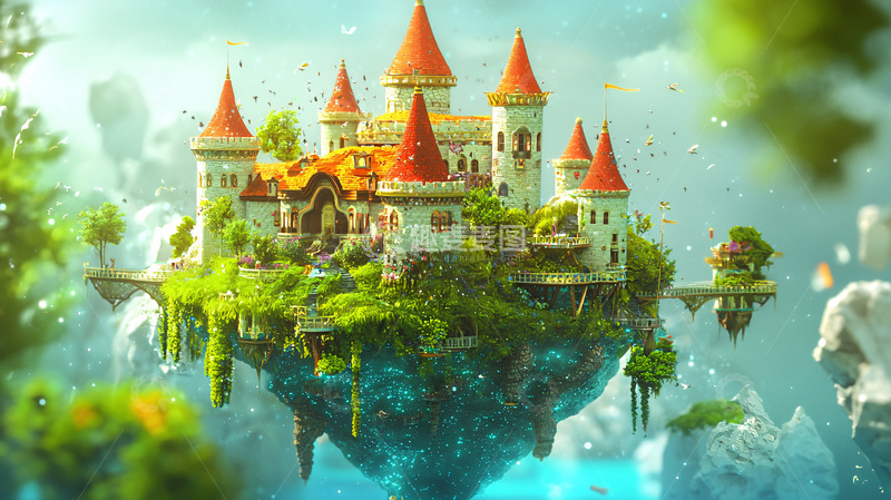高清大图下载【趣麦麦图】童话般漂浮的城堡