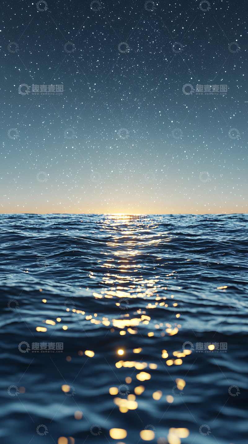 高清大图下载【趣麦麦图】宁静海面星光闪烁