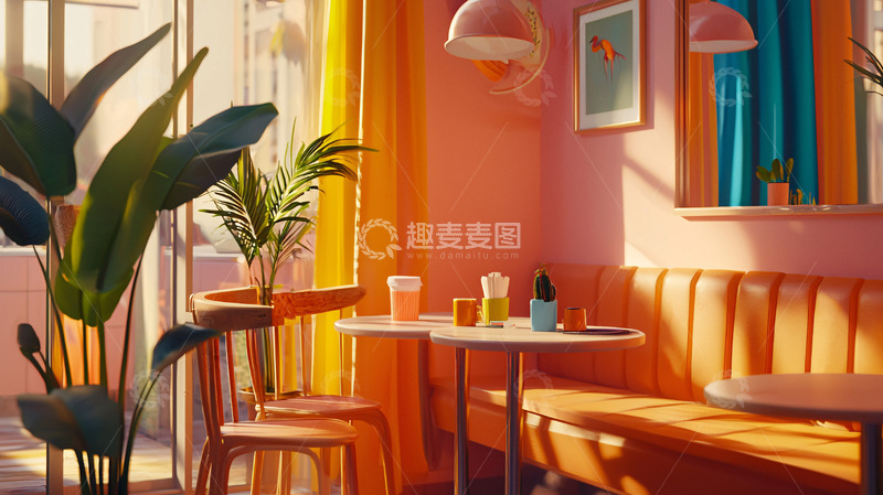 高清大图下载【趣麦麦图】阳光洒进温暖咖啡馆
