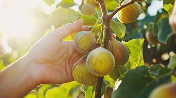 阳光下采摘无花果