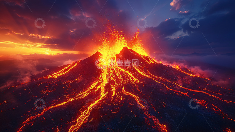 高清大图下载【趣麦麦图】火山爆发的壮观景象