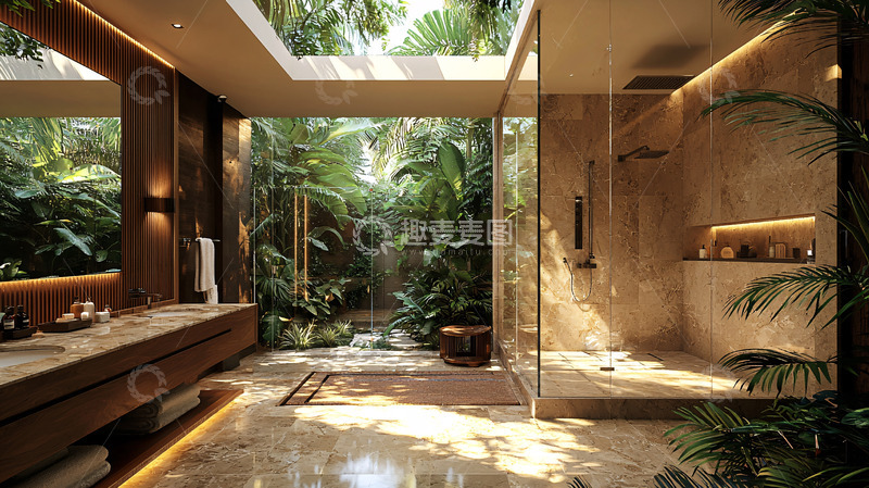 高清大图下载【趣麦麦图】热带雨林风格浴室