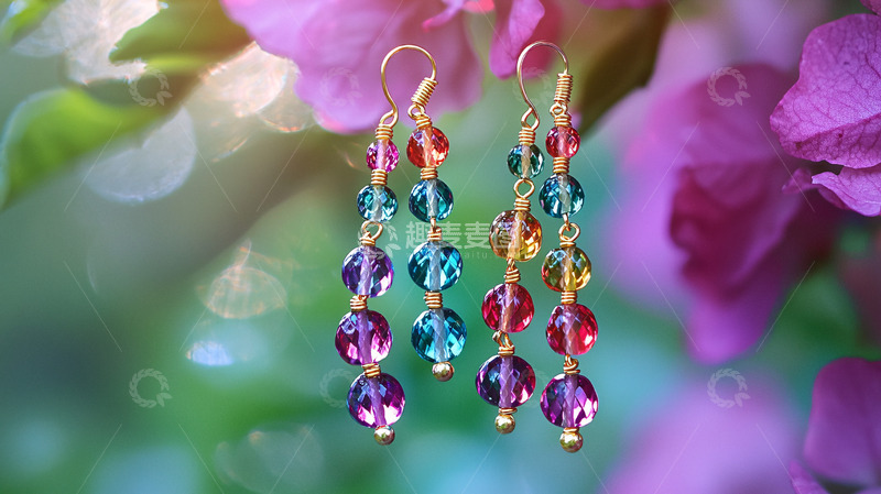 高清大图下载【趣麦麦图】彩色水晶耳环