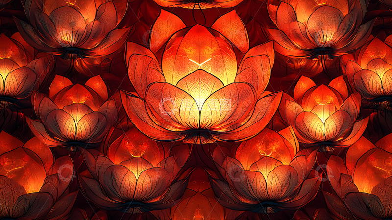高清大图下载【趣麦麦图】燃烧的莲花灯