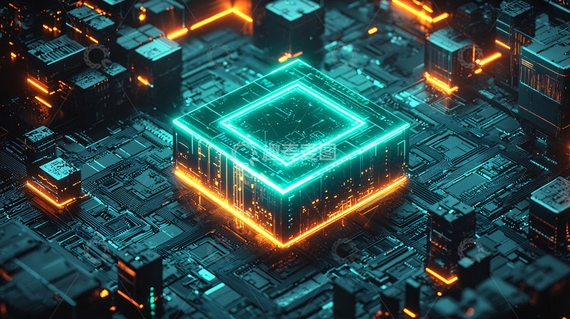 高清大图下载【趣麦麦图】发光芯片电路