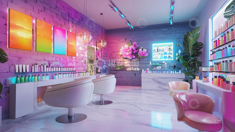 高清大图下载【趣麦麦图】霓虹灯美发沙龙