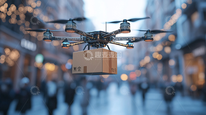 高清大图下载【趣麦麦图】无人机快递送货