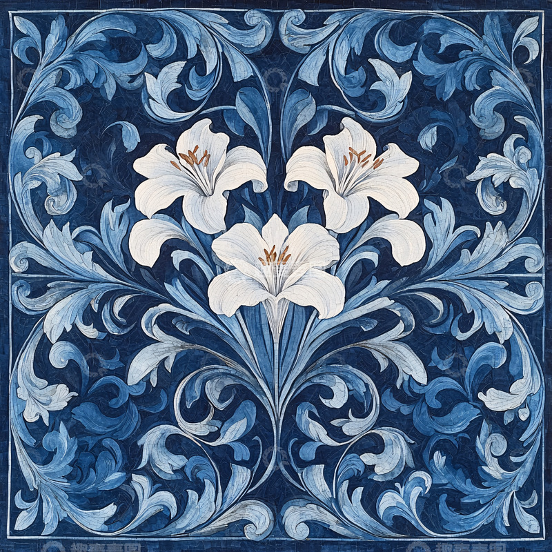 高清大图下载【趣麦麦图】蓝色花卉纹理图案