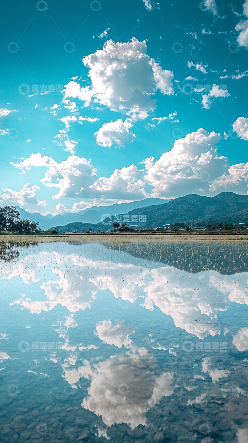 高清大图下载【趣麦麦图】蓝天白云倒影湖泊