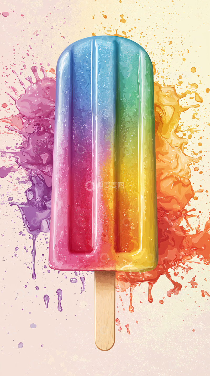 高清大图下载【趣麦麦图】彩虹冰棒