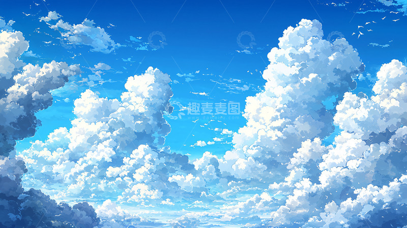 高清大图下载【趣麦麦图】动漫风格的蓝天白云