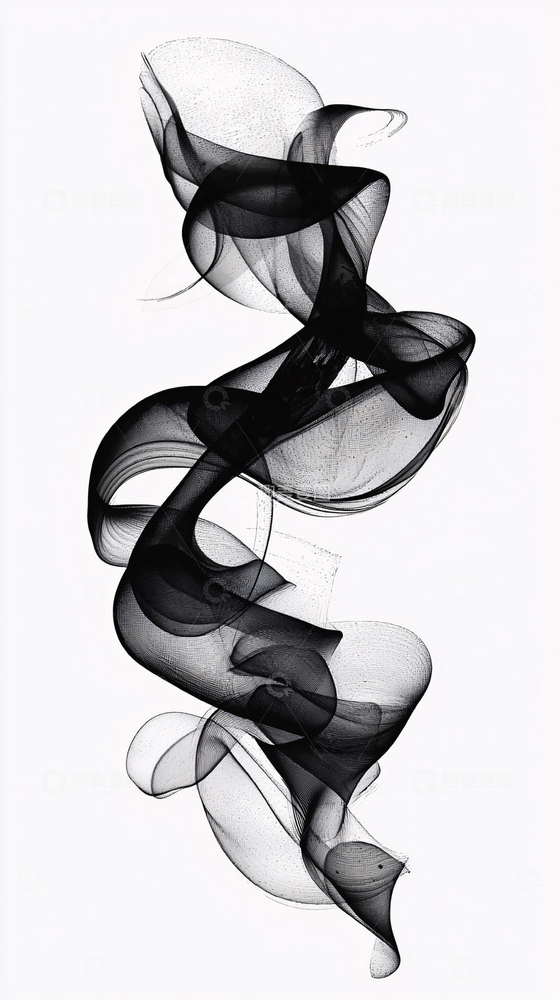 高清大图下载【趣麦麦图】抽象黑白色烟雾线条