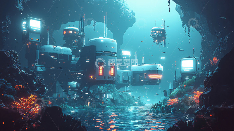 高清大图下载【趣麦麦图】深海未来都市