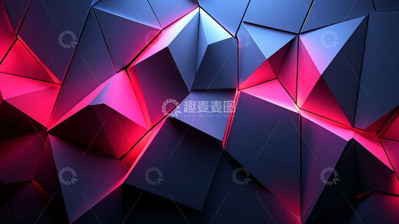 高清大图下载【趣麦麦图】抽象几何三角红蓝光