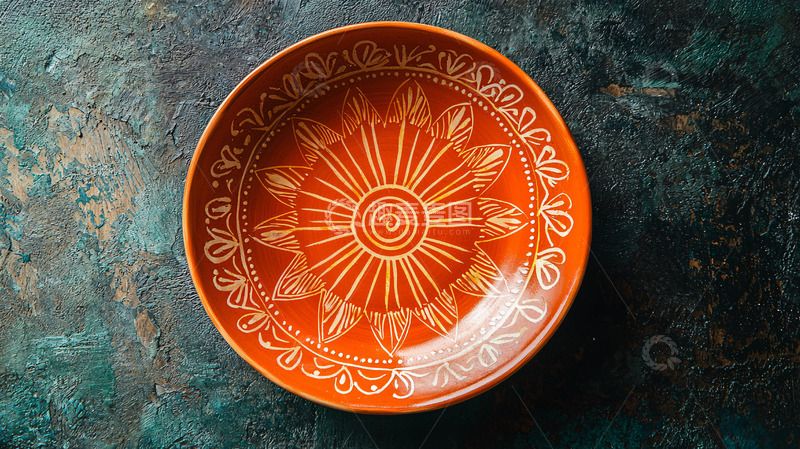 高清大图下载【趣麦麦图】橙色手绘陶瓷碗