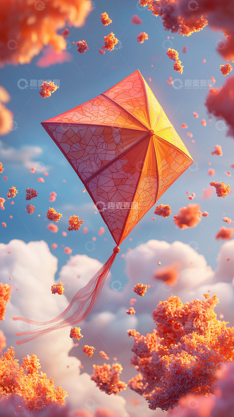 高清大图下载【趣麦麦图】粉色风筝