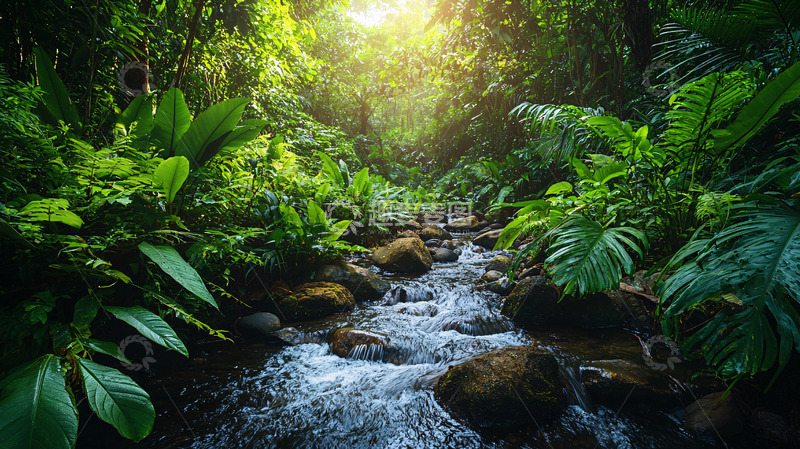 高清大图下载【趣麦麦图】热带雨林溪流