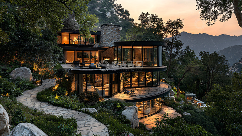 高清大图下载【趣麦麦图】豪华山间别墅