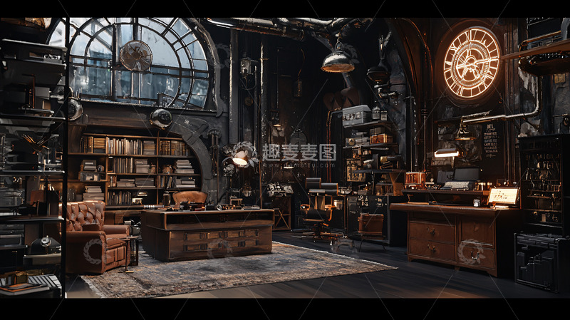 高清大图下载【趣麦麦图】暗黑工业风格办公室