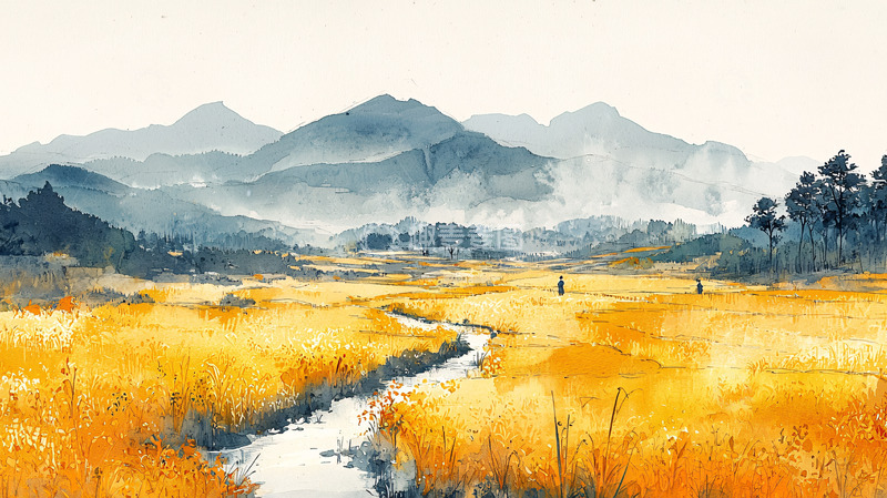 高清大图下载【趣麦麦图】水墨画山水田园