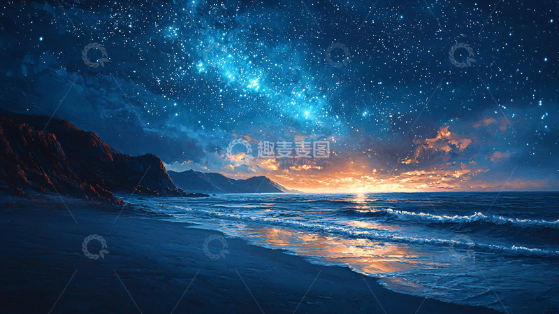 高清大图下载【趣麦麦图】海边星空唯美夜景