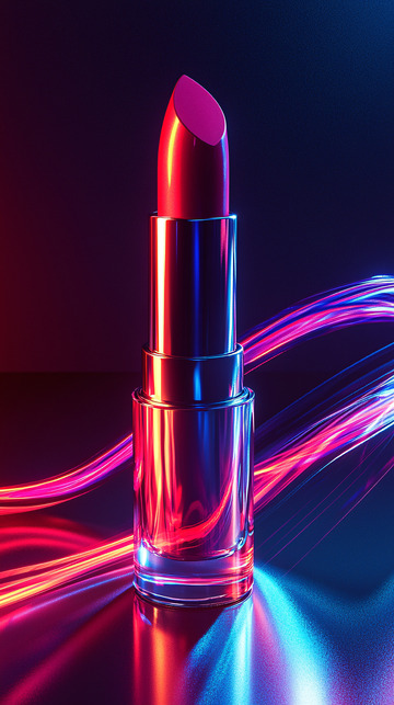 炫彩霓虹灯下的口红