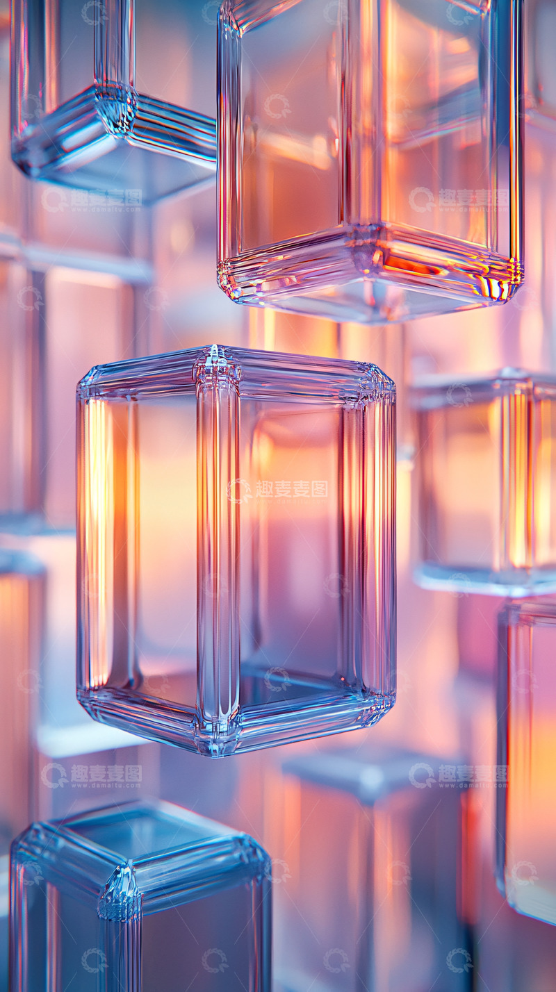 高清大图下载【趣麦麦图】透明立方体堆叠