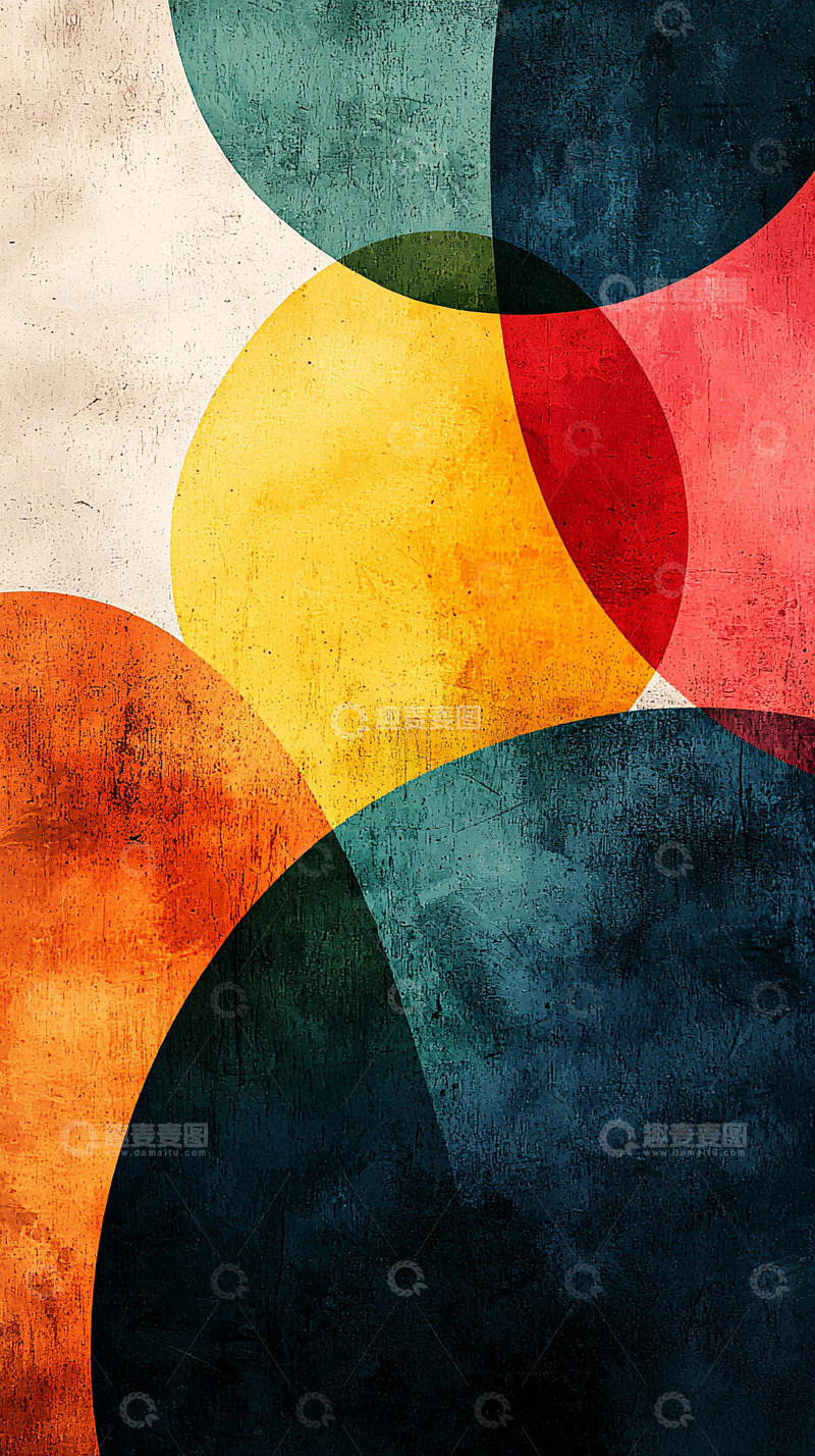 高清大图下载【趣麦麦图】彩色圆形重叠抽象背景