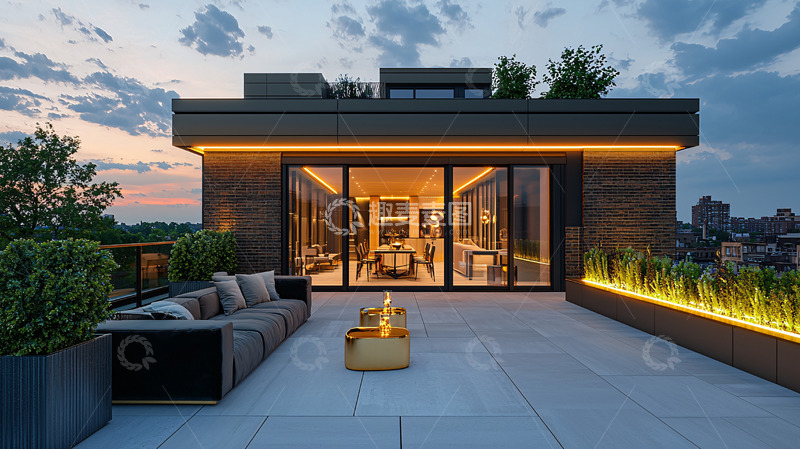 高清大图下载【趣麦麦图】现代顶层公寓夜景