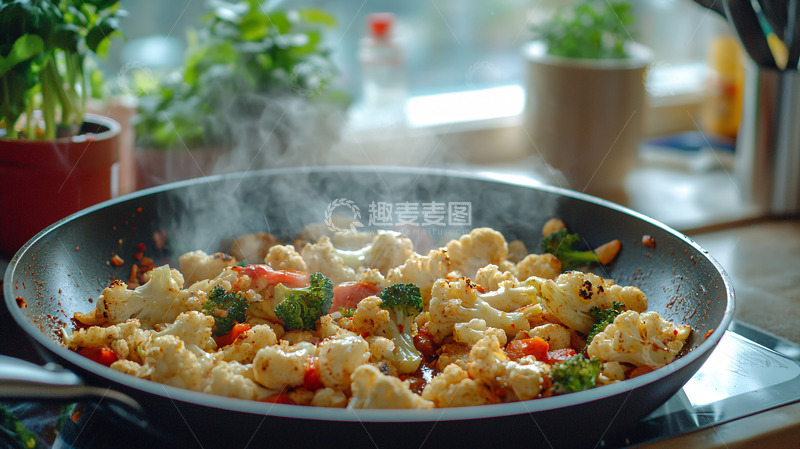 高清大图下载【趣麦麦图】香喷喷的花椰菜炒蔬菜