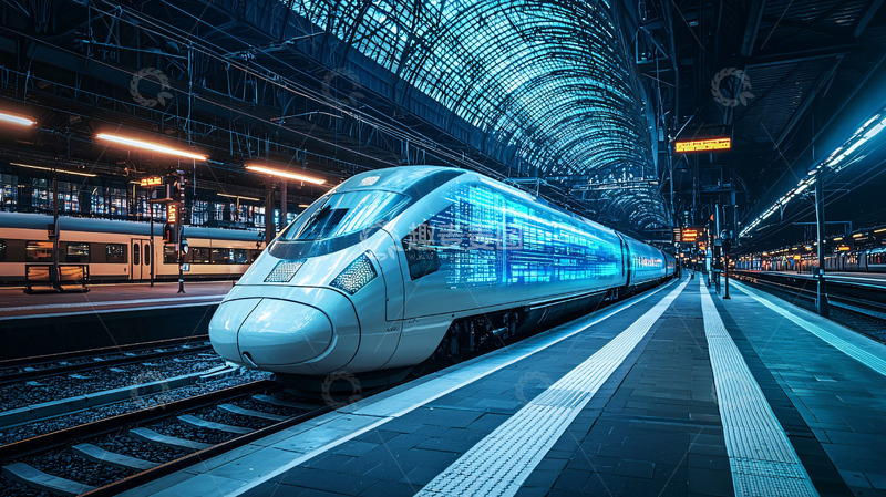 高清大图下载【趣麦麦图】高铁站台夜景