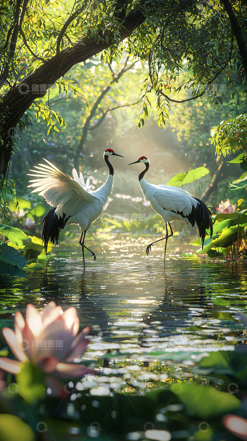 高清大图下载【趣麦麦图】丹顶鹤