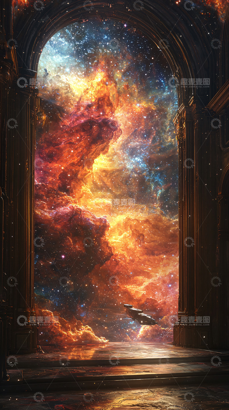 高清大图下载【趣麦麦图】宇宙星云拱门