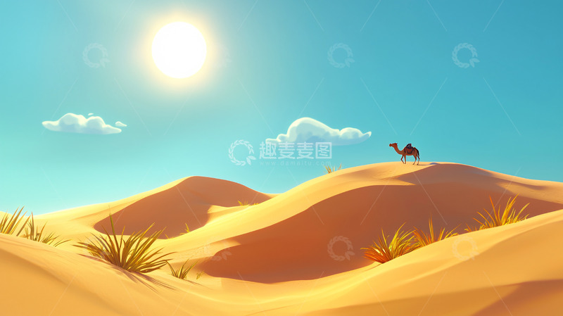 高清大图下载【趣麦麦图】沙漠骆驼卡通图