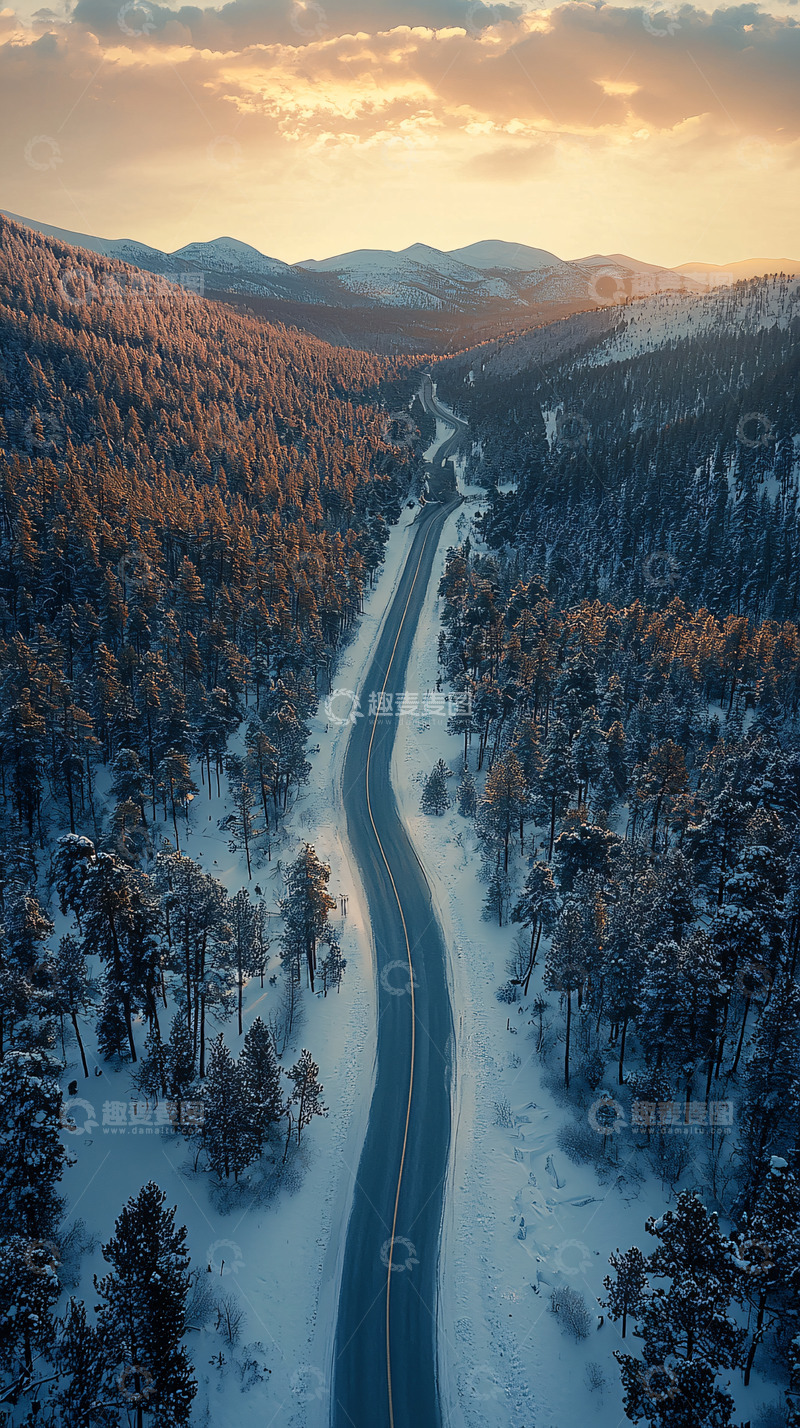 高清大图下载【趣麦麦图】雪山公路