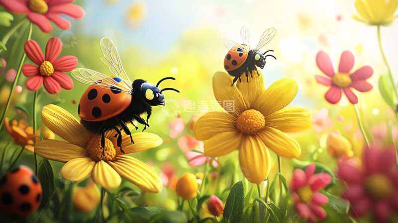 高清大图下载【趣麦麦图】卡通瓢虫