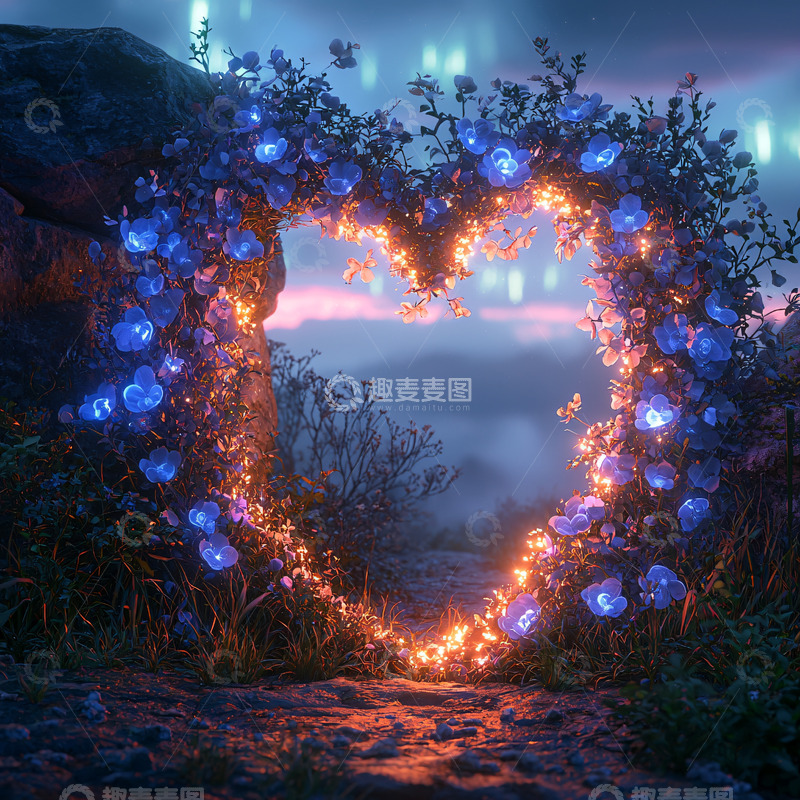 高清大图下载【趣麦麦图】梦幻爱心花环