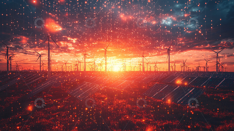 高清大图下载【趣麦麦图】星空下的风力发电场