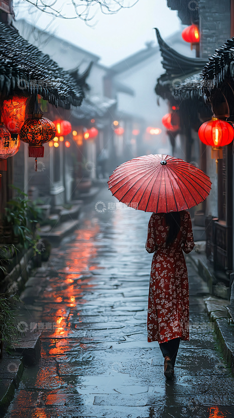 高清大图下载【趣麦麦图】江南古镇雨景