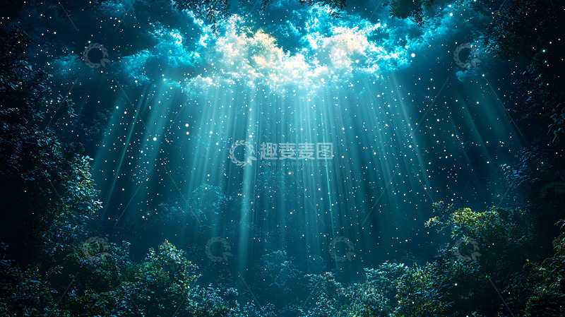 高清大图下载【趣麦麦图】深海阳光透过水面