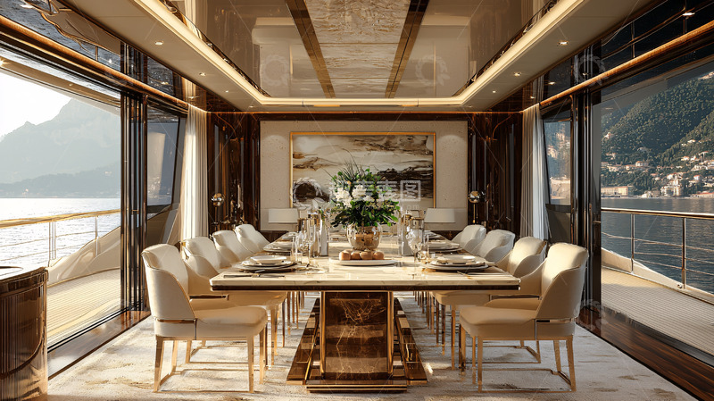 高清大图下载【趣麦麦图】豪华游艇餐厅内景