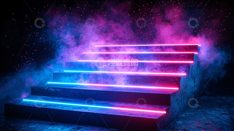 高清大图下载【趣麦麦图】霓虹灯阶梯