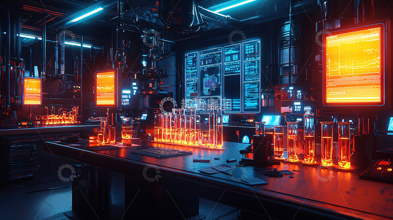 高清大图下载【趣麦麦图】科技感实验室内部场景
